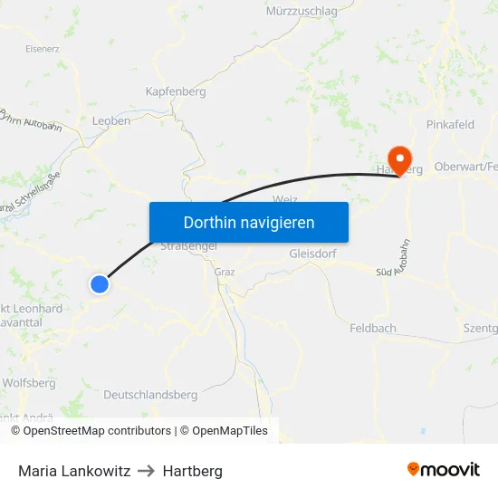 Maria Lankowitz to Hartberg map