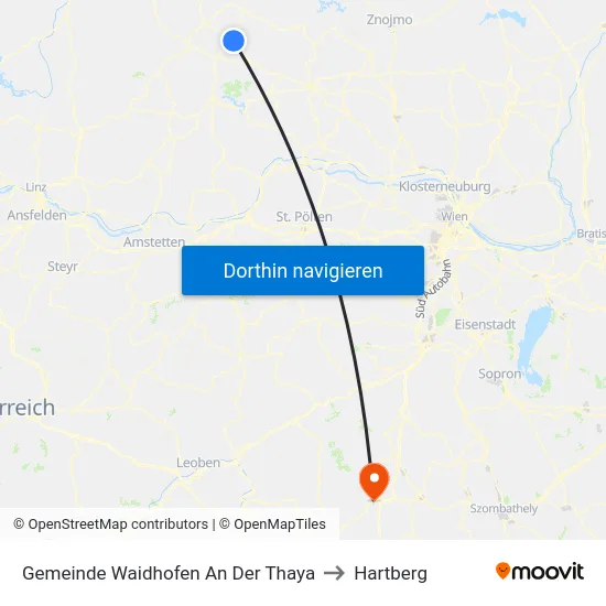 Gemeinde Waidhofen An Der Thaya to Hartberg map