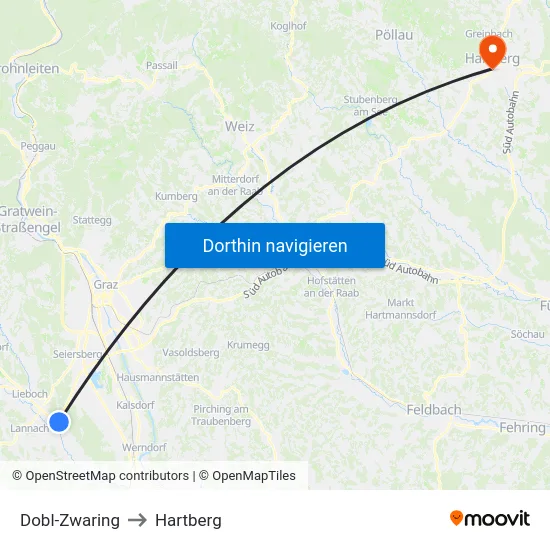 Dobl-Zwaring to Hartberg map