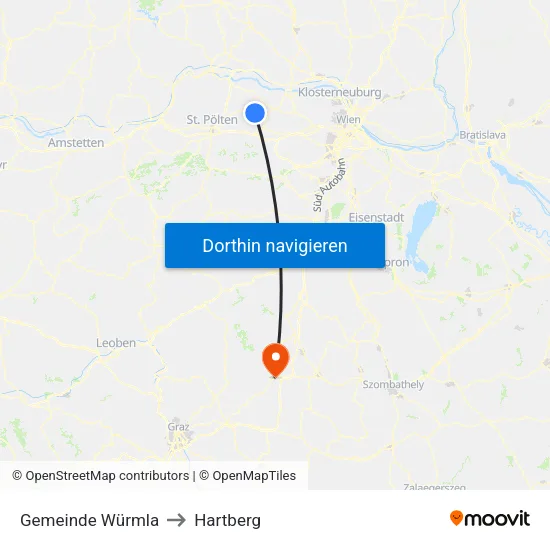 Gemeinde Würmla to Hartberg map