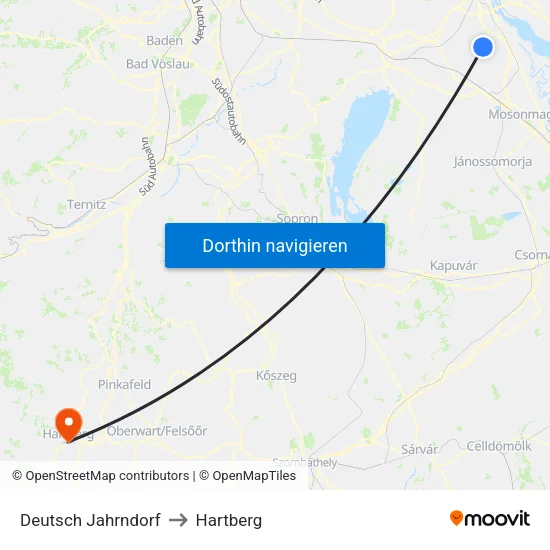 Deutsch Jahrndorf to Hartberg map