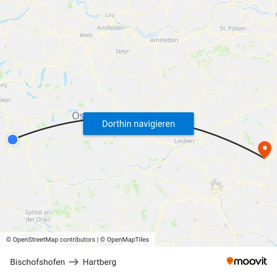 Bischofshofen to Hartberg map