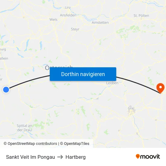 Sankt Veit Im Pongau to Hartberg map