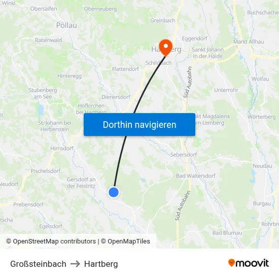 Großsteinbach to Hartberg map