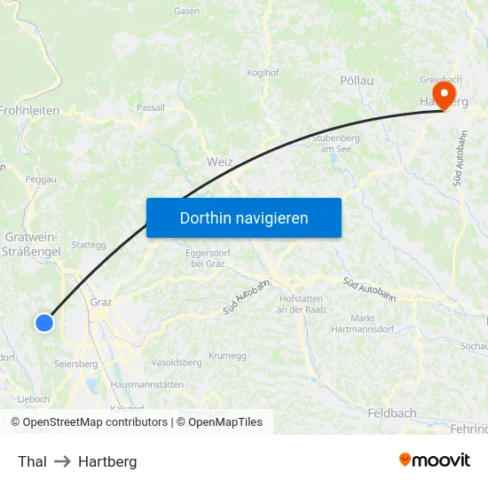 Thal to Hartberg map
