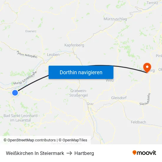 Weißkirchen In Steiermark to Hartberg map