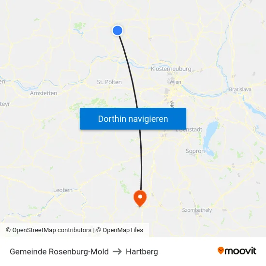 Gemeinde Rosenburg-Mold to Hartberg map