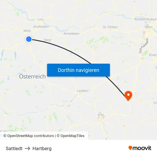 Sattledt to Hartberg map