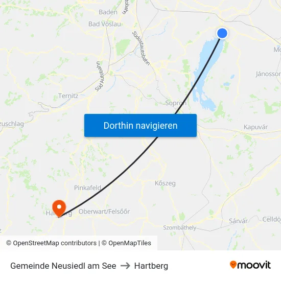 Gemeinde Neusiedl am See to Hartberg map