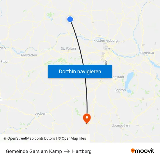 Gemeinde Gars am Kamp to Hartberg map