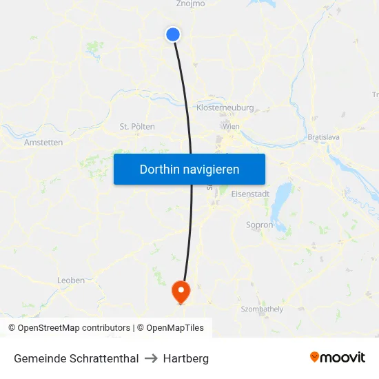Gemeinde Schrattenthal to Hartberg map