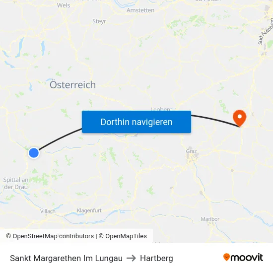 Sankt Margarethen Im Lungau to Hartberg map