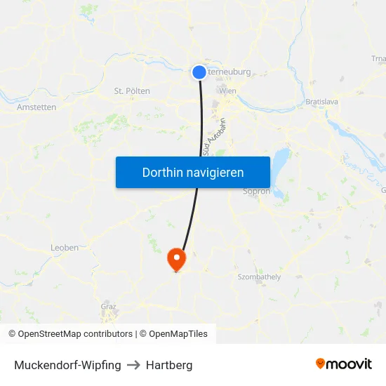Muckendorf-Wipfing to Hartberg map