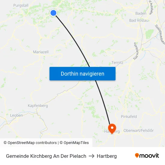 Gemeinde Kirchberg An Der Pielach to Hartberg map