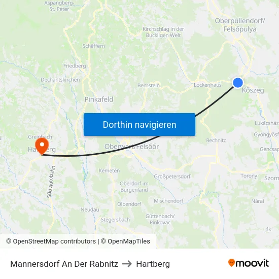 Mannersdorf An Der Rabnitz to Hartberg map