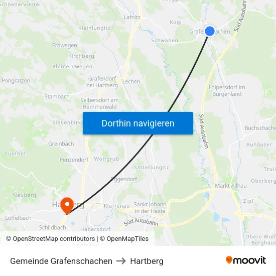 Gemeinde Grafenschachen to Hartberg map