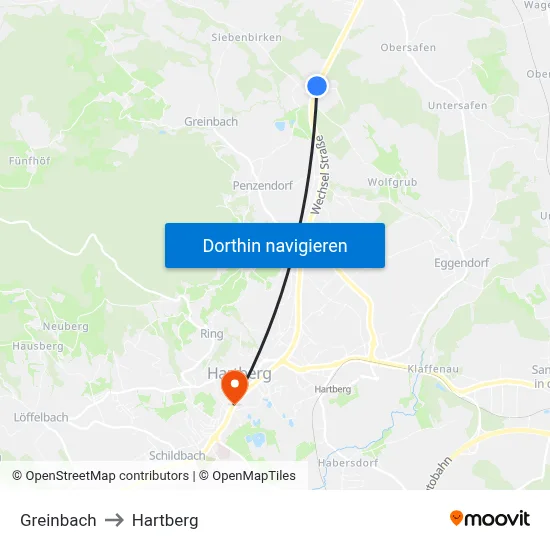 Greinbach to Hartberg map
