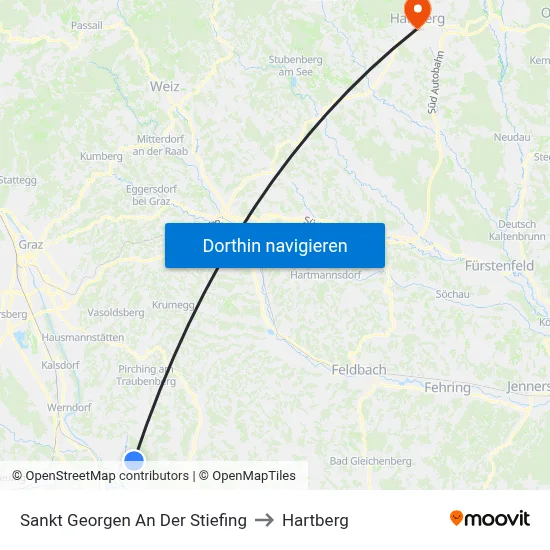Sankt Georgen An Der Stiefing to Hartberg map