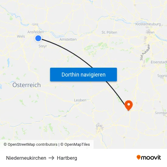 Niederneukirchen to Hartberg map