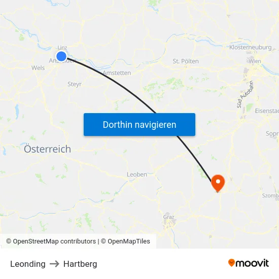Leonding to Hartberg map