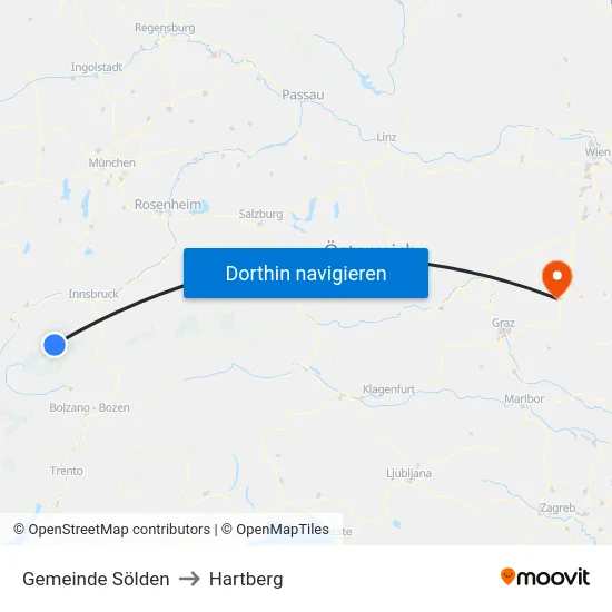 Gemeinde Sölden to Hartberg map