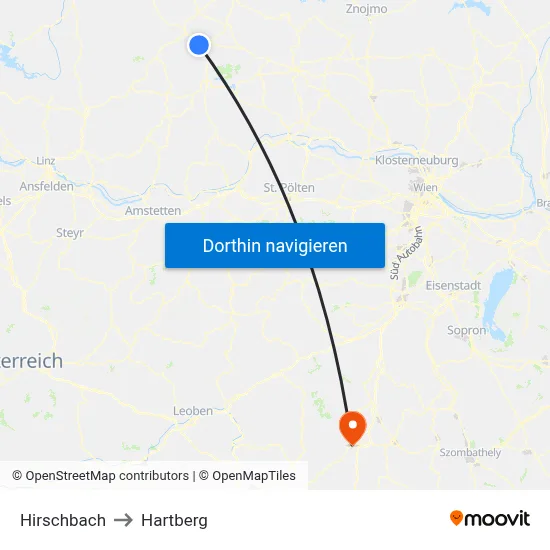 Hirschbach to Hartberg map