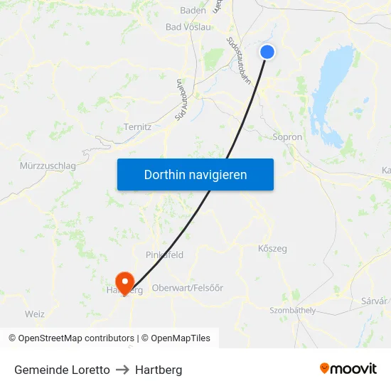 Gemeinde Loretto to Hartberg map