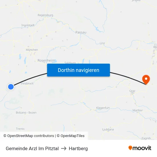 Gemeinde Arzl Im Pitztal to Hartberg map