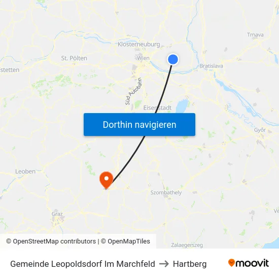 Gemeinde Leopoldsdorf Im Marchfeld to Hartberg map