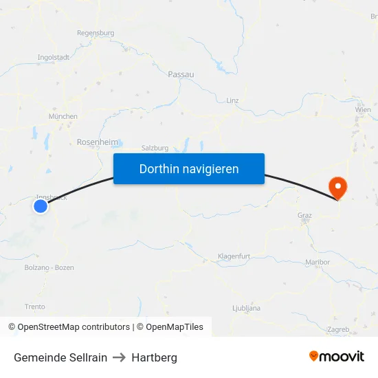 Gemeinde Sellrain to Hartberg map