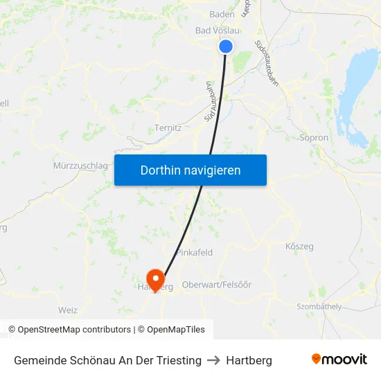 Gemeinde Schönau An Der Triesting to Hartberg map