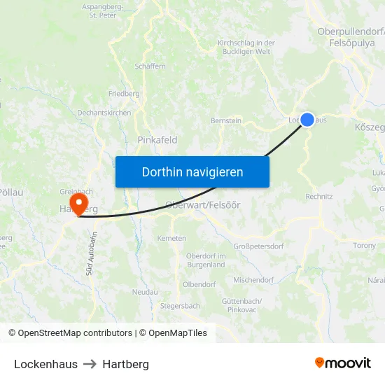 Lockenhaus to Hartberg map