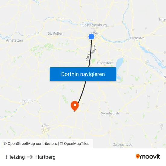 Hietzing to Hartberg map