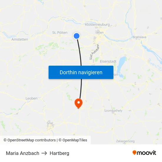 Maria Anzbach to Hartberg map