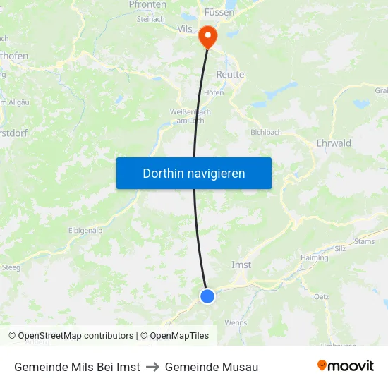 Gemeinde Mils Bei Imst to Gemeinde Musau map