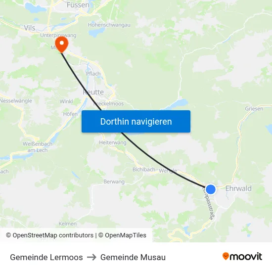 Gemeinde Lermoos to Gemeinde Musau map