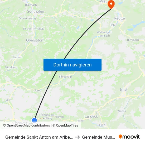 Gemeinde Sankt Anton am Arlberg to Gemeinde Musau map