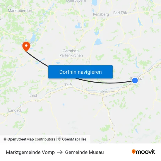 Marktgemeinde Vomp to Gemeinde Musau map