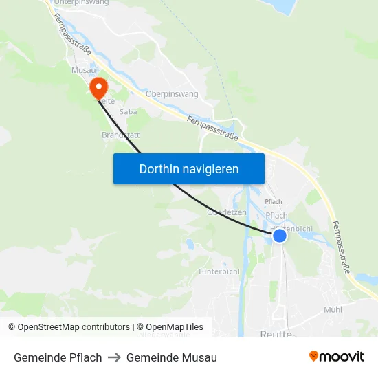 Gemeinde Pflach to Gemeinde Musau map
