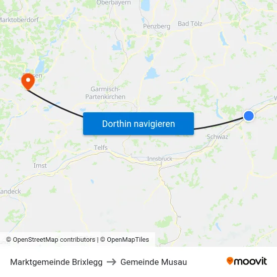 Marktgemeinde Brixlegg to Gemeinde Musau map