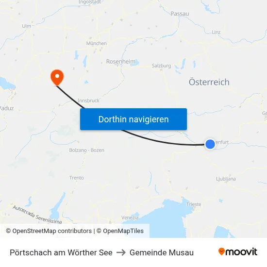 Pörtschach am Wörther See to Gemeinde Musau map