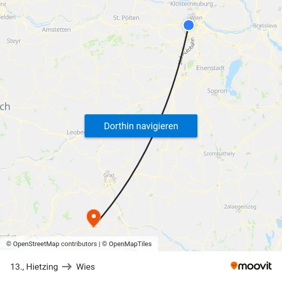 13., Hietzing to Wies map