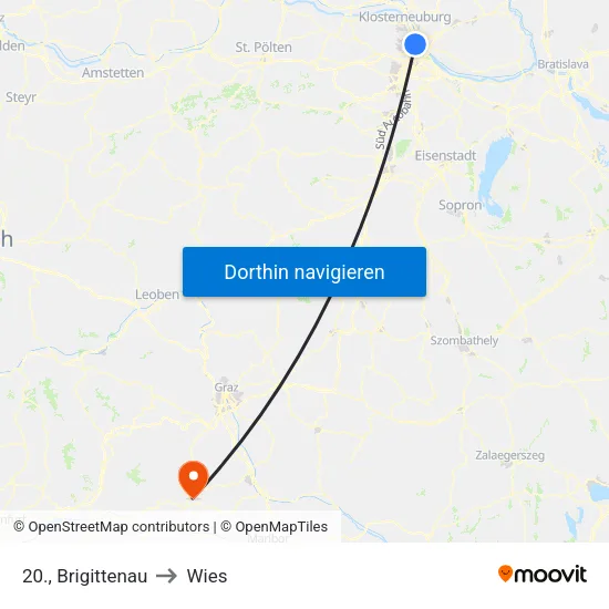 20., Brigittenau to Wies map