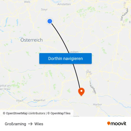 Großraming to Wies map