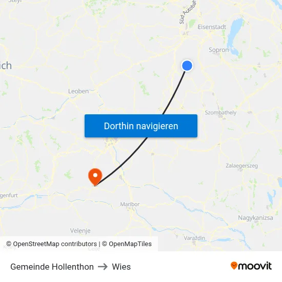 Gemeinde Hollenthon to Wies map