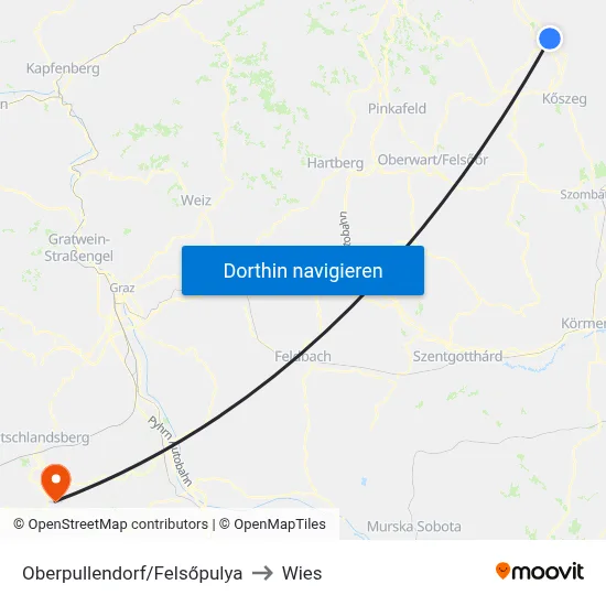 Oberpullendorf/Felsőpulya to Wies map