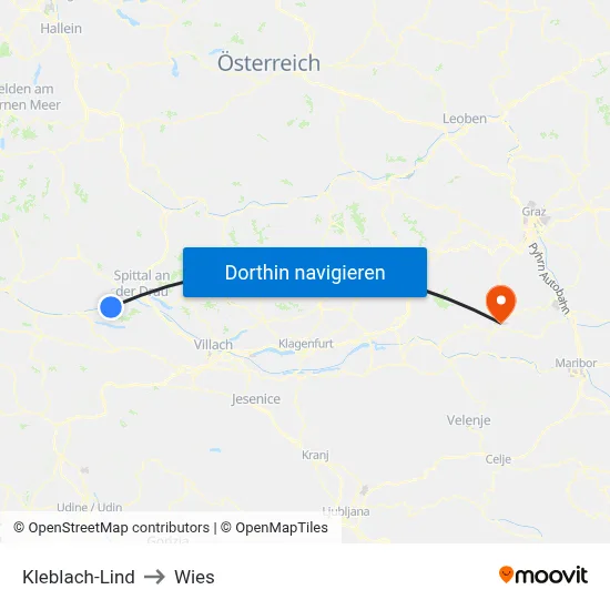 Kleblach-Lind to Wies map