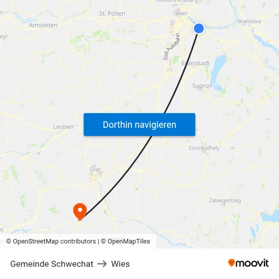 Gemeinde Schwechat to Wies map