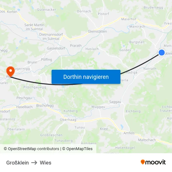 Großklein to Wies map