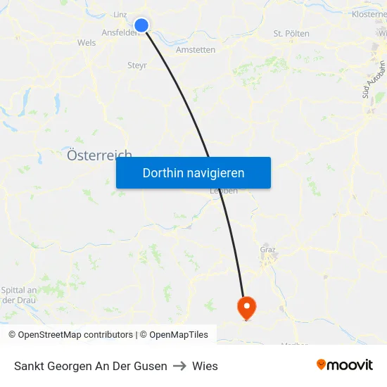 Sankt Georgen An Der Gusen to Wies map